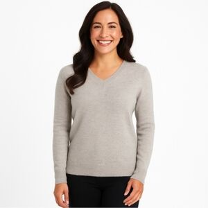 Hilary Radley 100% Cashmere Sweater V-Neck Pullover Quiet Luxury Women Large